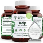 Natural Nutra Kelp Iodine with Potassium Iodide - Thyroid Support Supplement - Immune Strength & Metabolism Balance - Vegan Sea Kelp for Wellness - 225 mcg Iodine - 100 Tablets