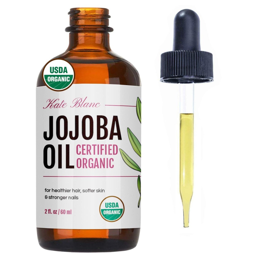 Kate Blanc Cosmetics Organic Jojoba Oil for Hair, Skin & Face (2oz, 100% Pure, Cold Pressed, Natural). Gua Sha Oil for Face & Dermaplaning