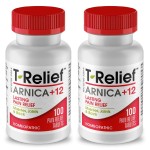 MediNatura T-Relief Pain - Arnica Medication for Naturally Soothing Body Aches - Supports Muscle, Joint & Back Relief - Chewable Tablets - Plant-Based Tablets - Non-Addictive - 100 Count - 2 Pack
