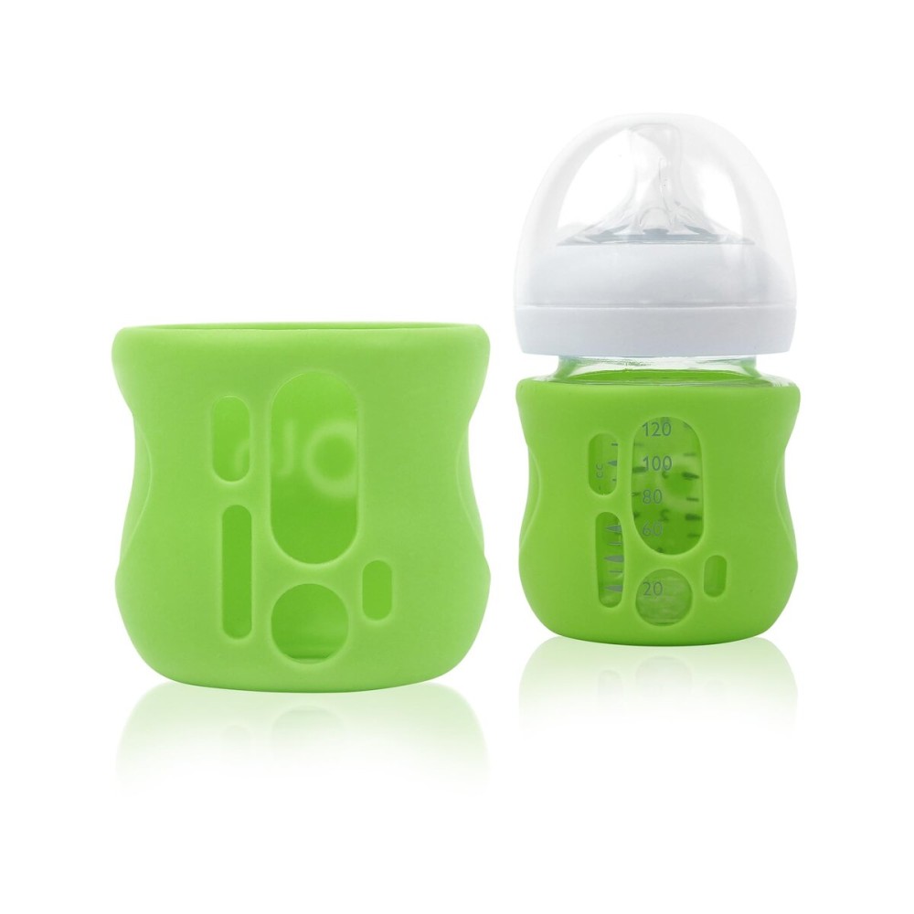 Olababy Silicone Sleeve for Avent Natural Glass Baby Bottles (4 oz, Green)