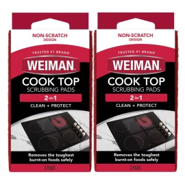 Weiman Cook Top Scrubbing Pads, 3 Count, 2 Pack Cuts Through the Toughest Stains - Scrubbing Pads Carefully Wipe Away Residue