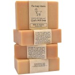 4 Goat Milk Soap Bars with Honey - Handmade in USA. All Natural Soap, Unscented, Fragrance Free, Fresh Goats Milk. Wonderful for Sensitive Skin and Babies. SLS, Paraben, GMO-Free