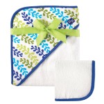 Hudson Baby Unisex Baby Cotton Hooded Towel and Washcloth, Seaweed, One Size