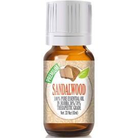 Healing Solutions 10ml Sandalwood Essential Oil for Diffuser and Aromatherapy (0.33 fl oz)