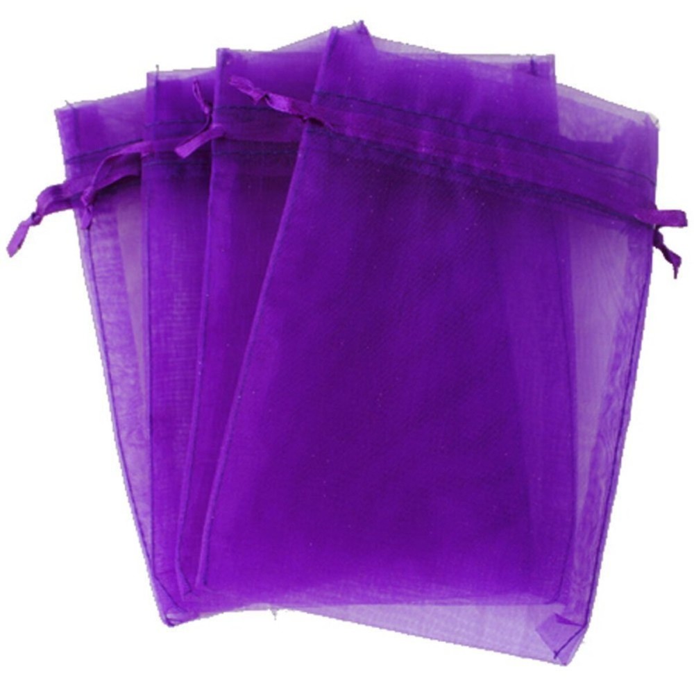 G2PLUS Purple Organza Bags 4x6 in, 100PCS Drawstring Organza Bags, Sheer Mesh Jewelry Pouches, Lavender Wedding Party Festival Gift Bag Candy Pouches for Mother\'s Day, Party Favors