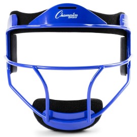 Champion Sports Steel Softball Face Mask - Classic Fielders Masks for Youth - Durable Head Guards - Premium Sports Accessories for Indoors and Outdoors - Blue