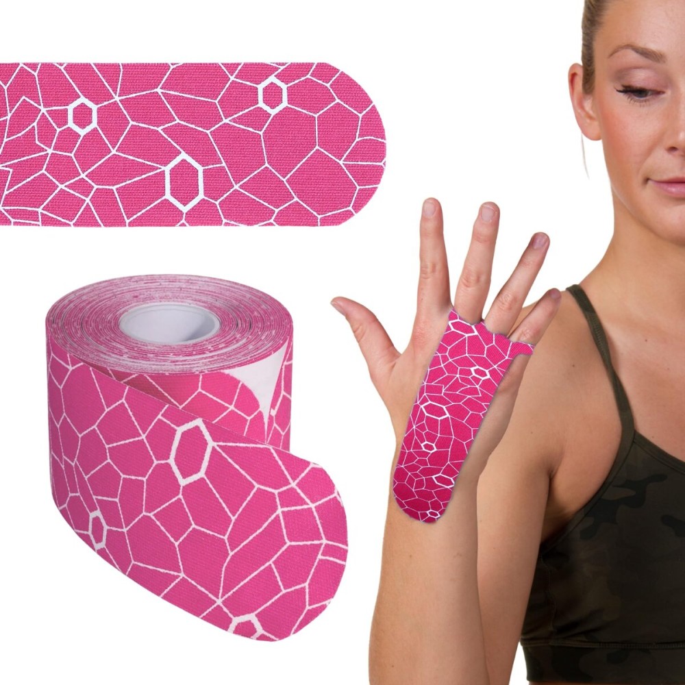 THERABAND Kinesiology Tape, BPink/White, 1 Roll, with XactStretch Indicators, Long-Lasting Athletic Tape for Shoulder, Back & Knee, Latex-Free & Water Resistant for Men and Women, Pre-Cut
