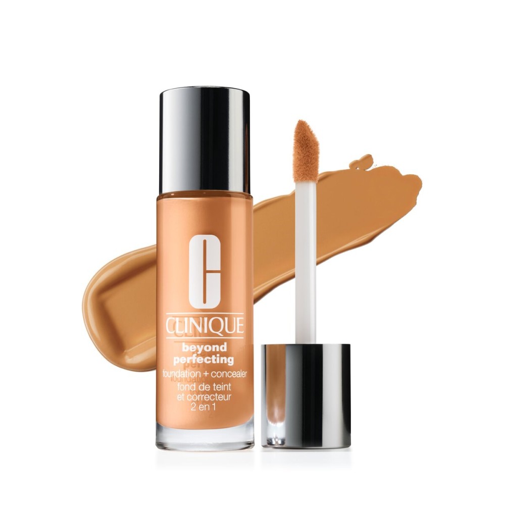Clinique Beyond Perfecting Lightweight Liquid Foundation + Concealer For Dry Combination to Oily Skin Types | Full Coverage + Natural Matte Finish, Cream Caramel, 1 Fl Oz