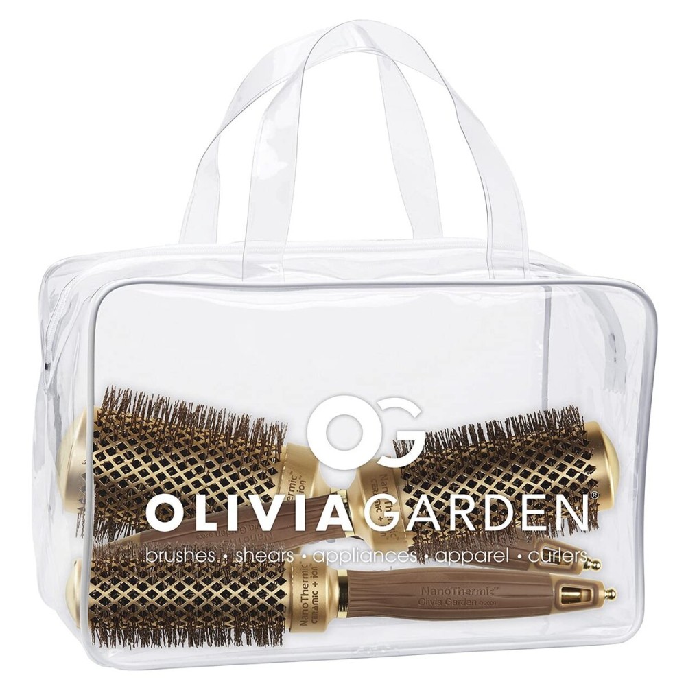 Olivia Garden NanoThermic Ceramic + Ion Round Thermal Hair Brush - Not Electrical - Professional Blowout Brush for Normal to Thick Hair - 1 to 1 1/4 - Diameter Barrel - NT-34, 44, 54