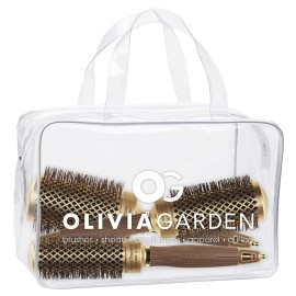 Olivia Garden NanoThermic Ceramic + Ion Round Thermal Hair Brush - Not Electrical - Professional Blowout Brush for Normal to Thick Hair - 1 to 1 1/4 - Diameter Barrel - NT-34, 44, 54