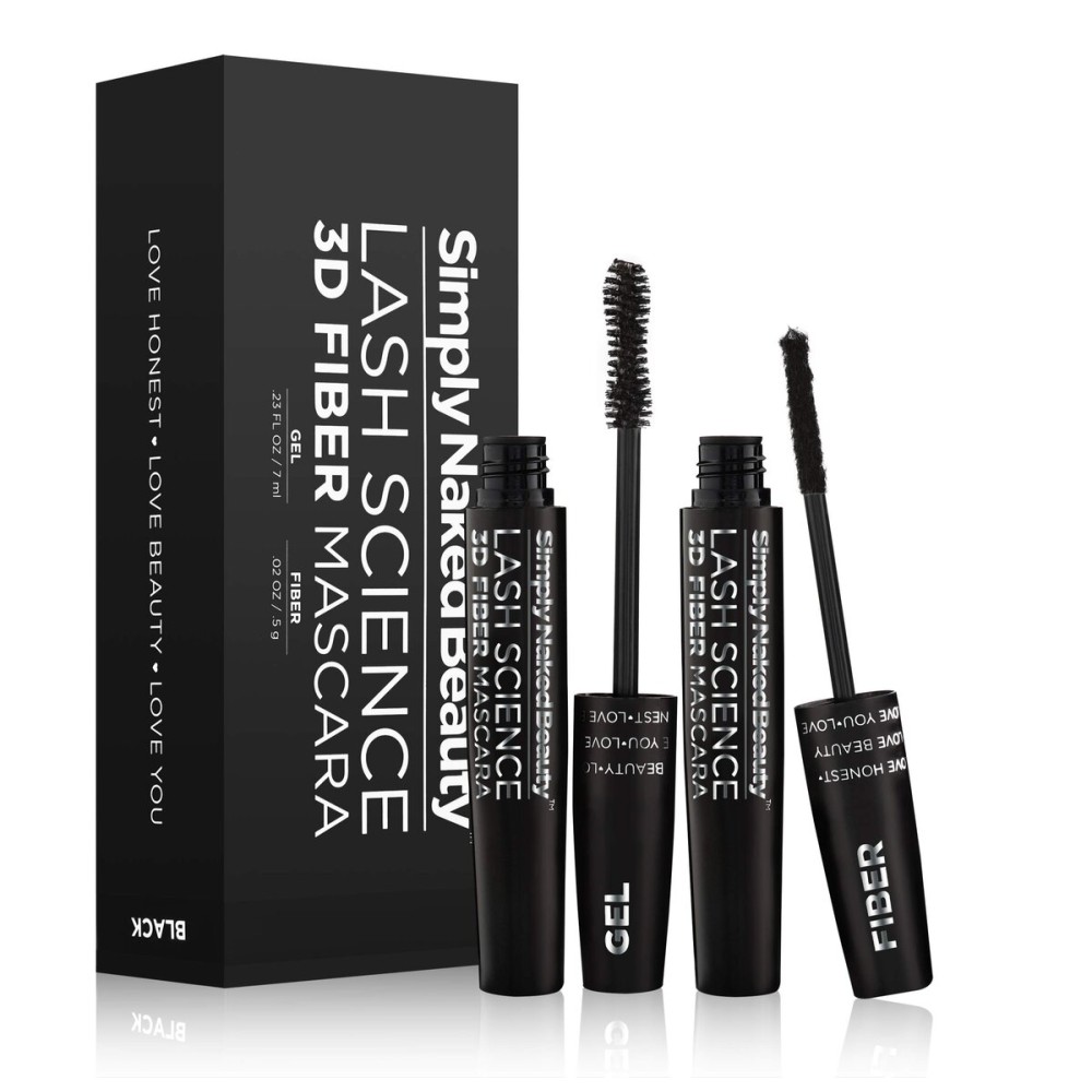 3D Fiber Lash Mascara Kit (2 tubes) by Simply Naked Beauty. Waterproof, lengthening voluminous, on lashes all day. Best and highest rated 3D and 4D gel and fiber formula. Non toxic, hypoallergenic, Natural. Black. One Gel Tube and One Fiber Tube includ...