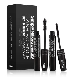 3D Fiber Lash Mascara Kit (2 tubes) by Simply Naked Beauty. Waterproof, lengthening voluminous, on lashes all day. Best and highest rated 3D and 4D gel and fiber formula. Non toxic, hypoallergenic, Natural. Black. One Gel Tube and One Fiber Tube includ...