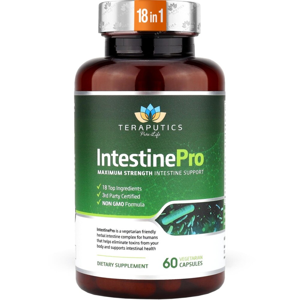 IntestinePro - Gut Health Supplement with Non-GMO Wormwood, Black Walnut, Clove, Pumpkin Seed + 14 More Premium Ingredients - Natural Support for Humans - 60 Vegetarian Capsules