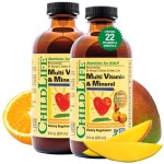 CHILDLIFE ESSENTIALS Kids Multivitamin & Mineral - Kids Vitamins, Liquid Multivitamin for Kids, Toddler Multivitamins, Liquid Vitamins, Baby Multivitamin - Natural Orange & Mango, 8 Fl Oz (Pack of 2)