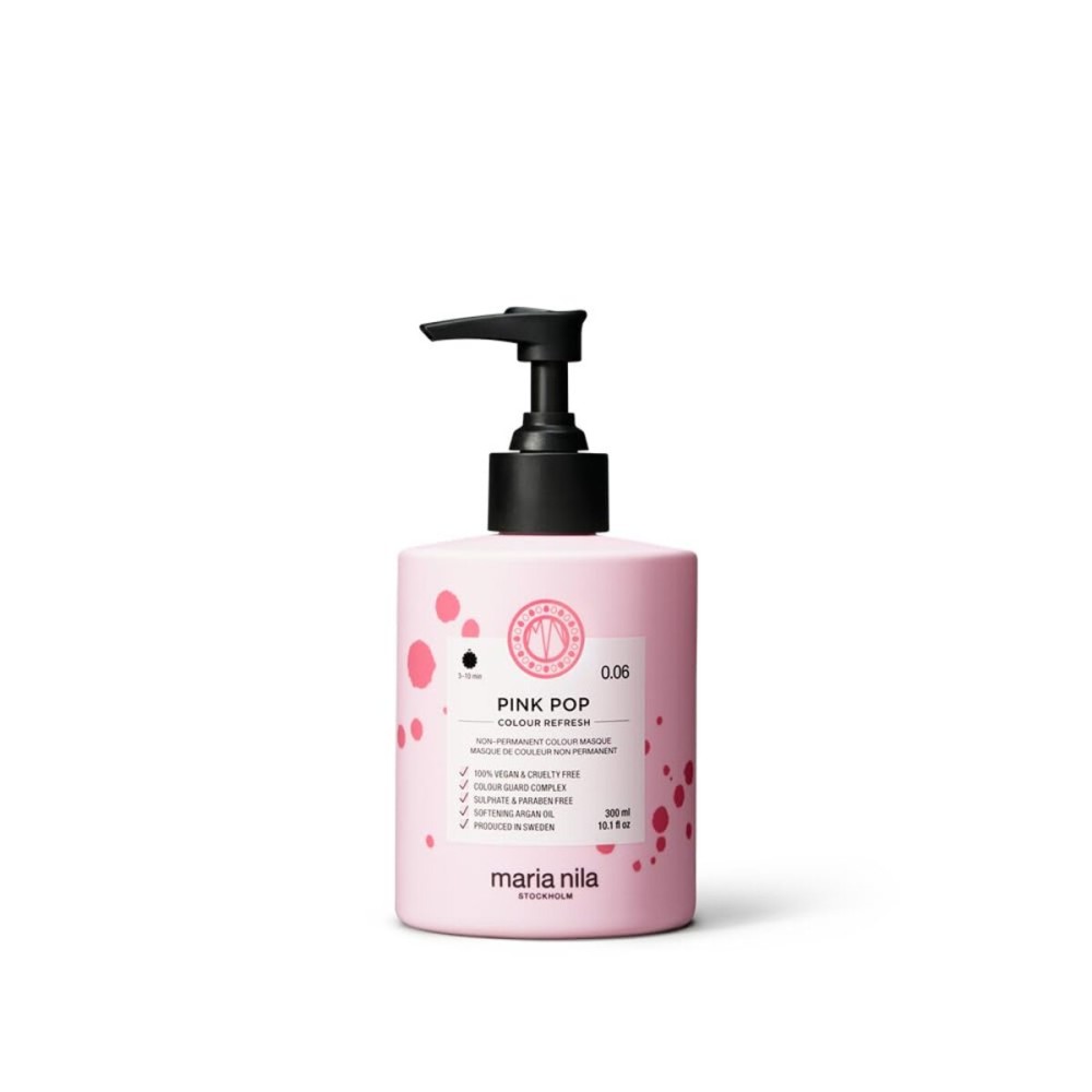 Maria Nila Color Refresh Pink Pop, 10.1 Fl Oz / 300 ml, Pink Color Bomb, Semi-Permanent Pigments, 100% Vegan & Sulfate/Paraben free