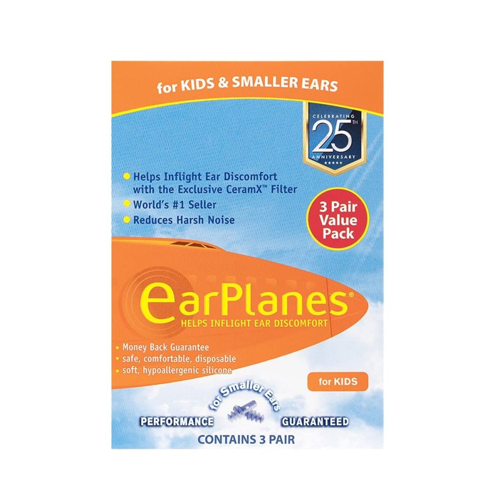 Original Children\'s EarPlanes by Cirrus Healthcare Ear Plugs Airplane Travel Ear Protection 3 Pair BONUS VALUE PACK