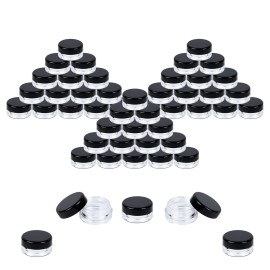 Houseables Sample Containers, Lip Balm Containers, Sample Jars, Mini Jars with Lids, Small, Empty for Makeup, Powder, Gloss, Cosmetic, Tiny, Chapstick, Dab, Wax, Scrub, Little, Plastic, 3 Gram, 50 PK