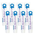 Rugby Acne Medication Benzoyl Peroxide Gel USP, 10% - Clear Up Acne Pimples - Greaseless, Vanishing Formula - 1.5 Oz (42.5g) - 8 Pack