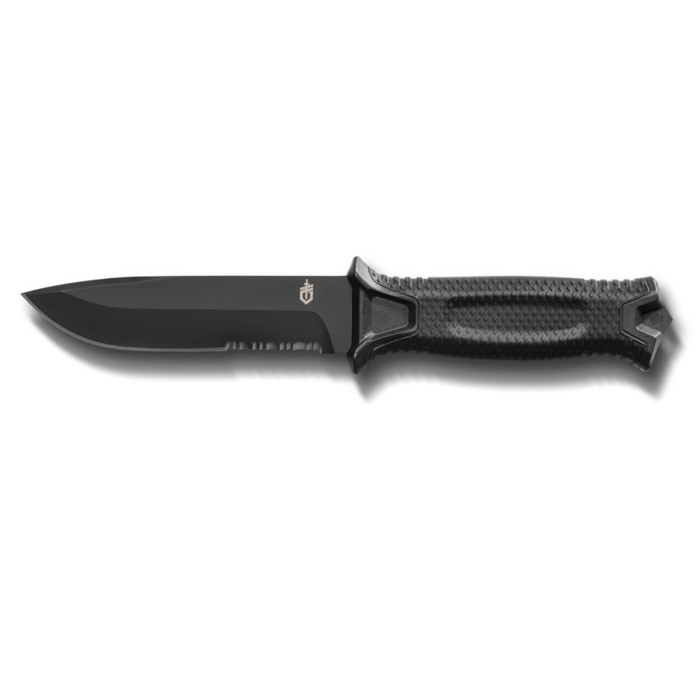 Gerber Gear StrongArm - Fixed Blade, Full Tang Knife - Camping Knife with Multiple Carry Options - Made in USA - Black, Serrated Edge