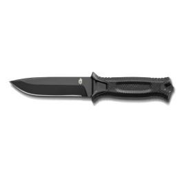 Gerber Gear StrongArm - Fixed-Blade Camping & Hunting Knife with Striking Pommel & Sheath - Premium Survival Gear - Made in USA - Black, Plain Edge