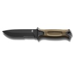 Gerber Gear StrongArm - Fixed-Blade Camping & Hunting Knife with Striking Pommel & Sheath - Premium Survival Gear - Made in USA - Coyote Brown, Serrated Edge