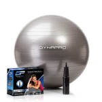 DYNAPRO Exercise Ball Extra Thick Eco-Friendly & Anti-Burst Material Supports Over 2200lbs, Stability Ball for Home, Yoga, Gym, Birthing, Physio, Swiss, Physical Therapy or Pregnancy (Silver, 65cm)