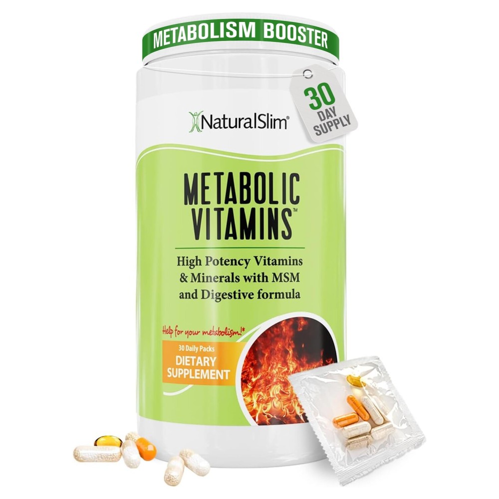 NaturalSlim Metabolic Vitamins, Multivitamin for Women & Men, Supports Energy, Metabolism & Nutrient Absorption with Digestive Enzymes, Womens Multivitamin with B-Complex & Niacin 1 Pack