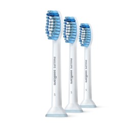 Philips Sonicare Genuine Sensitive Replacement Toothbrush Heads for Sensitive Teeth, 3 Brush Heads, White, HX6053/64