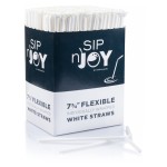 Crystalware Bulk Pack of 380 Flexible Plastic Drinking Straws - White, Individually Wrapped, Food-Safe BPA Free, 7.75 Inches Long (25 Boxes)