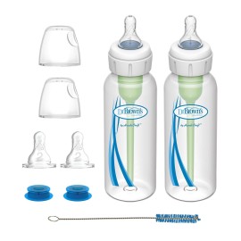 Dr. Brown\'s Medical Specialty Feeding System, Narrow Baby Bottle, Infant-Paced Feeding Valve, Oral Feeding Solution for Infants with Cleft Lip, Tongue Tie, Lip Tie, 8oz/250ml, 2 Pack