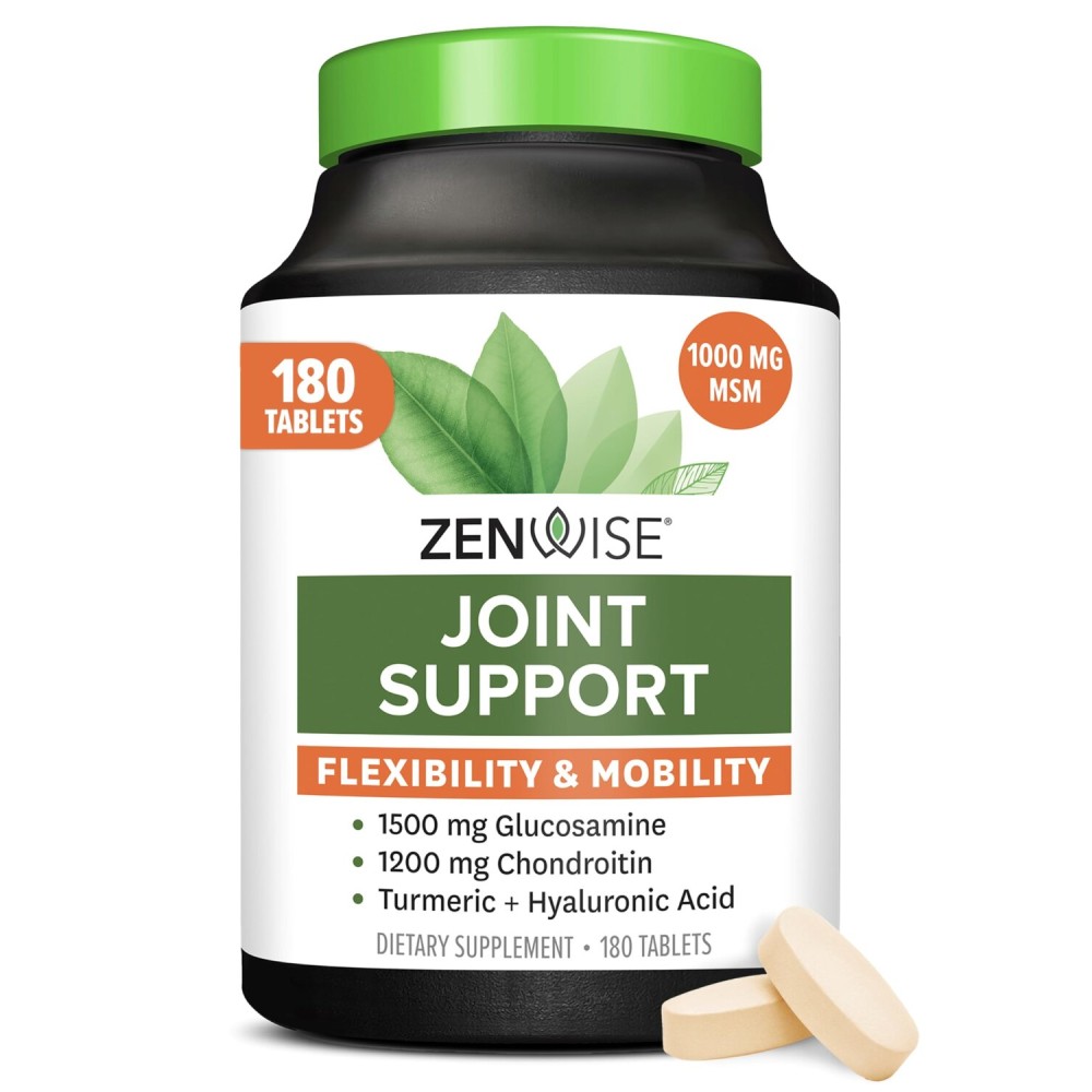 Zenwise Health Joint Support Supplement with Glucosamine Chondroitin MSM, Curcumin & Sulfate - Joint Health for Women & Men - Mobility & Flexibility Support for Knee, Cartilage & Bone - 180 Count