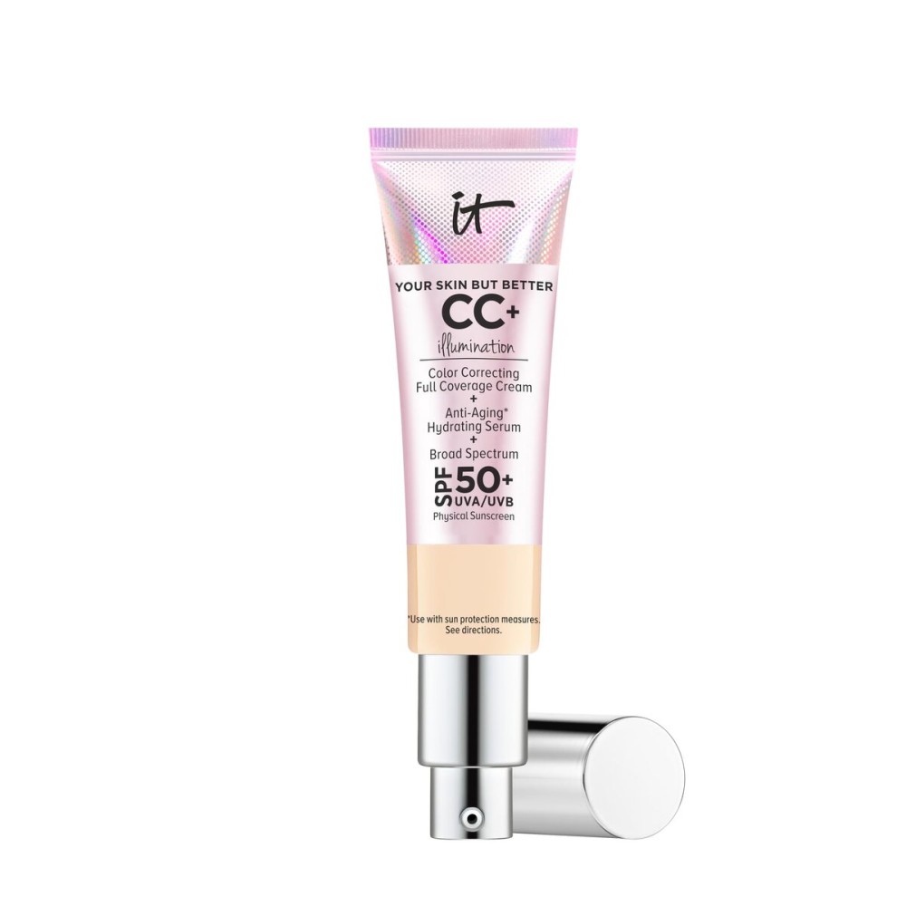 IT Cosmetics CC+ Cream Illumination (Light) - Radiant Full Coverage Foundation With SPF 50+, Color Corrector & Hydrating Anti-Aging Serum, Hydrolyzed Collagen + Peptides - 1.08 fl oz