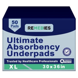 Disposable Bed Pads 30 x 36 - 50 Count - Large Bed Pads for Incontinence - Seniors, Adults & Kids Chucks Pads - Adult Absorbent Incontinence Disposable Underpads for Beds & Furniture