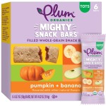 Plum Organics Mighty Snack Bars - Pumpkin and Banana - 0.67 oz Bars (Pack of 6) - Organic Fruit and Vegetable Toddler Food Snack Bars