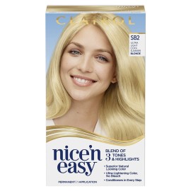 Clairol Nice\'n Easy Permanent Hair Dye, SB2 Ultra Light Cool Blonde Hair Color, Pack of 1