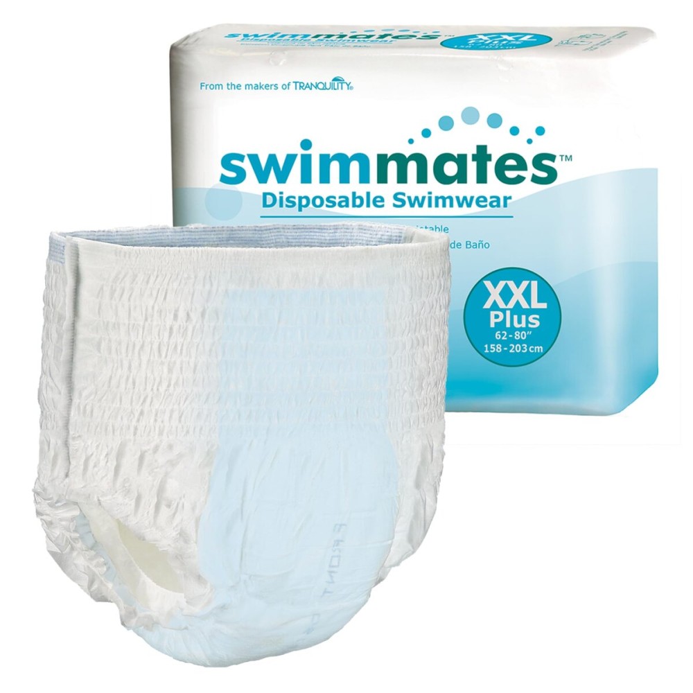 Swimmates Adult Swim Underwear, Pull-Up with Tear-Away Side Seams, Unisex, Disposable, XX-Large (62- 80 Waist), 12 Count (Case of 4)