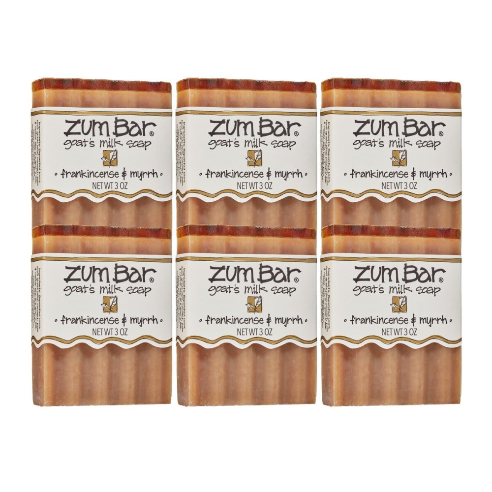 Zum Indigo Wild Goat\'s Milk Soap Bar - Bar Soap for Hands & Body Made with Essential Oils - 3 oz - Frankincense & Myrrh (6 Pack)