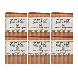 Zum Indigo Wild Goat\'s Milk Soap Bar - Bar Soap for Hands & Body Made with Essential Oils - 3 oz - Frankincense & Myrrh (6 Pack)