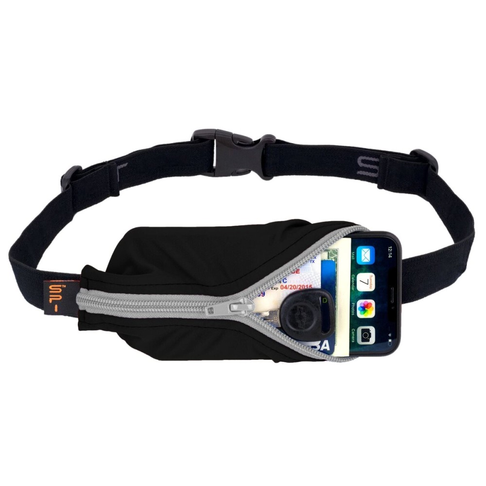 SPIbelt Running Belt for Women Men, Phone Holder for Running, Running Fanny Pack, Holder for Phone, Running Waist Pack, Adjustable Waist, [Fits All Phones]. Black with Anthracite Zipper