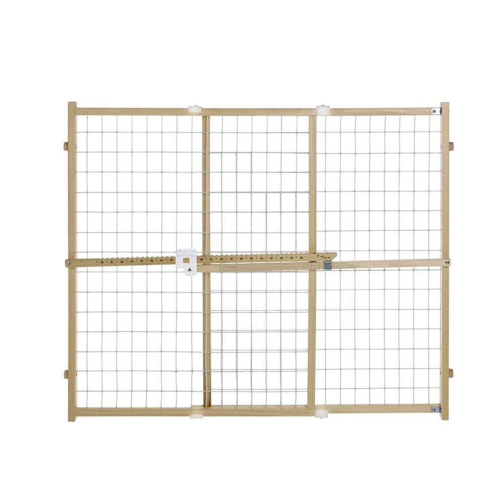 Toddleroo by North States - Quick-Fit Extra-Wide Wire Mesh Wooden Baby Gate: Pressure Mounted Baby Gate for Doorways - Adjustable 29.5 to 50 Inches Wide - 31 Inches Tall