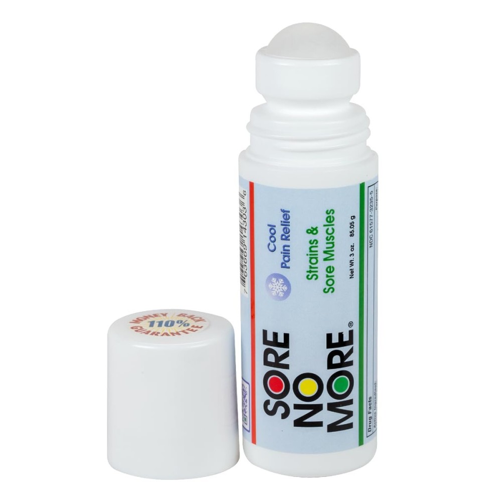 Sore No More Cool Relieving Gel for Aches & Pains in Muscles & Joints associated with Strains, Bruises & Sprains | Absorbs Quickly with a Refreshing Lemon Aroma | 3 oz Roll-On