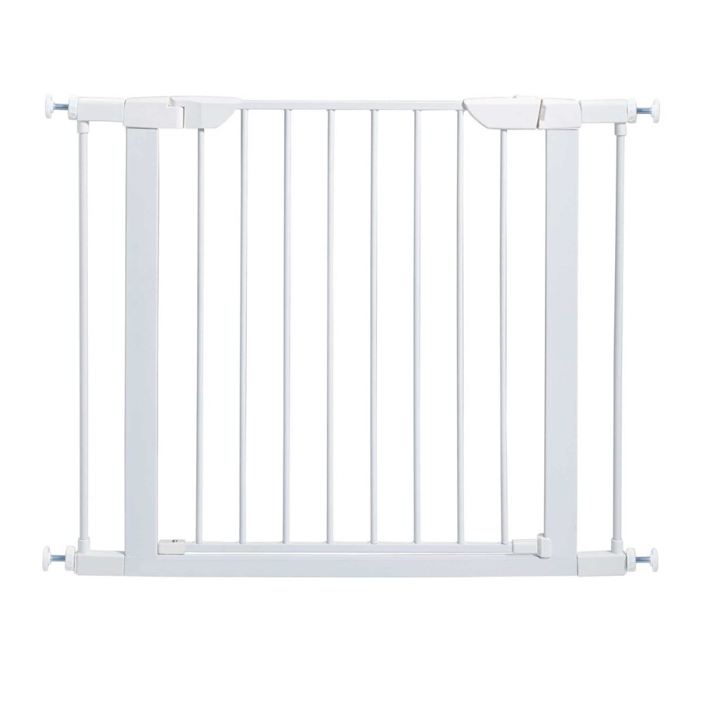 MidWest Homes for Pets 29-Inch High Walk-Thru Pressure Mounted Steel Dog Gate, Expands to 38 Inches Wide, Includes 3-inch Extensions, White
