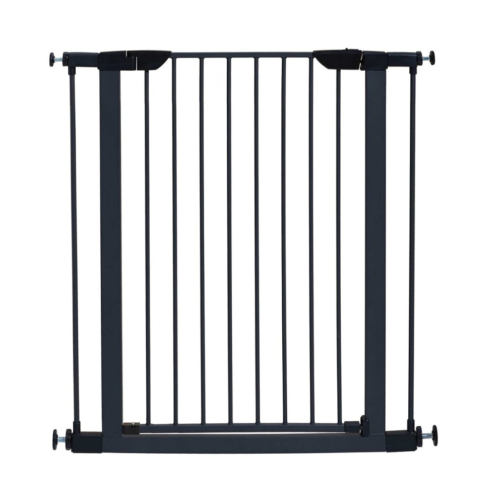 MidWest Homes for Pets 39-Inch High Walk-Thru Pressure Mounted Steel Dog Gate, Expands to 38 Inches Wide, Includes 3-inch Extensions, Textured Graphite