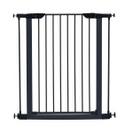 MidWest Homes for Pets 39-Inch High Walk-Thru Pressure Mounted Steel Dog Gate, Expands to 38 Inches Wide, Includes 3-inch Extensions, Textured Graphite