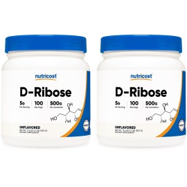Nutricost D-Ribose Powder 500 Grams - 5000mg Per Serving, Non-GMO (500 G (2 Pack))