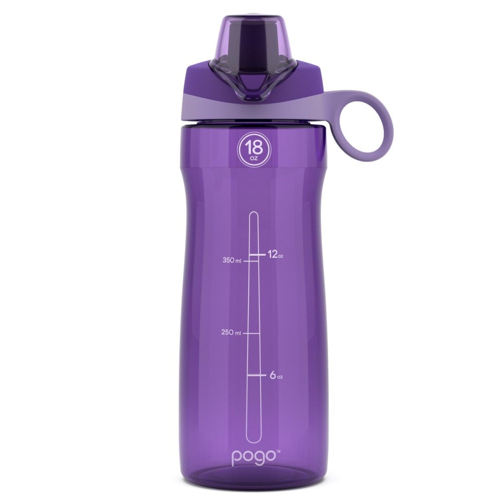 Pogo BPA-Free Plastic Water Bottle with Chug Lid, 18 Oz, Purple