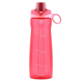 Pogo BPA-Free Tritan Plastic Water Bottle with Chug Lid, 32 Oz, Pink.
