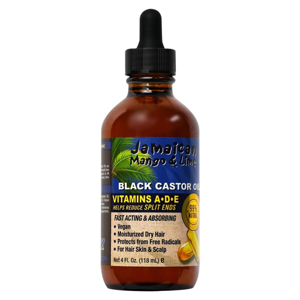 Jamaican Mango & Lime Black Castor Oil - Hair & Scalp Oil for Locs, Braids, Twists & Natural Hair - Strengthens, Moisturizes & Promotes Hair Growth (4oz (Pack of 1), Vitamins A-D-E)
