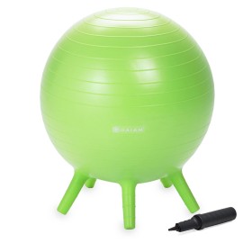 Gaiam Kids Stay-N-Play Children\'s Balance Ball - Flexible School Chair Active Classroom Desk Alternative Seating | Built-In Stay-Put Soft Stability Legs, Includes Air Pump, 45cm, Lime