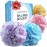 Loofah-Bath-Sponge Lace-Mesh-Set // 2-Scrubs-in-1 by Shower Bouquet/Large Full 60g Pouf (4 Pack Spa Colors) Body Luffa Loofa Loufa Puff - Exfoliate, Cleanse Skin with Luxurious Bathing Accessories